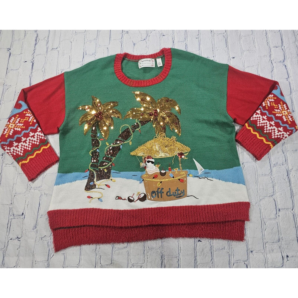 Merry And Bright WOMENS SIZE 3X Christmas Sweater Santa Off Duty W/ Bells Ugly